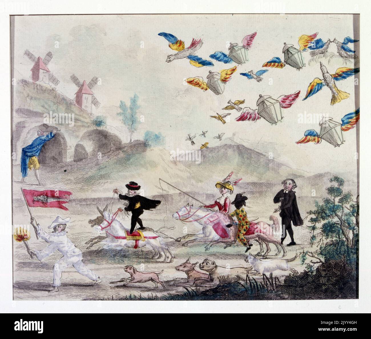 Gli aristocratici francesi fuggono nel paese, durante le prime settimane della Rivoluzione francese del 1789 Foto Stock