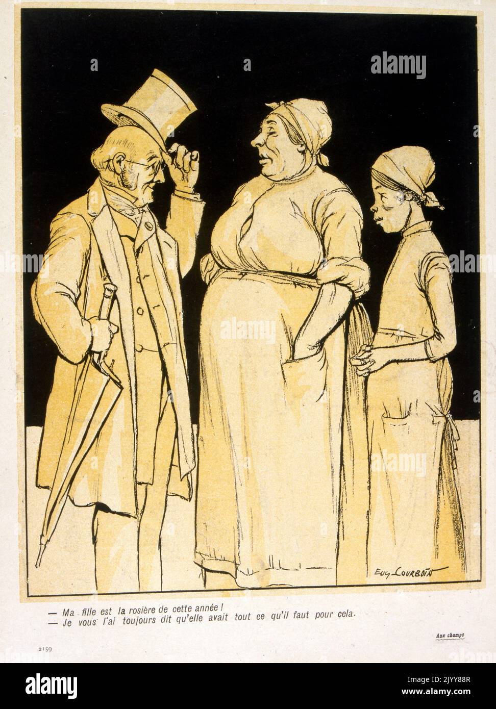 Nella rivista satirica l'Assiette au Beurre; disegno a colori di un vecchio che togli il cappello a una signora. L'uomo sembra cercare di comprare la figlia di una donna. Foto Stock Nella rivista satirica l'Assiette au Beurre; disegno a colori di un vecchio che togli il cappello a una signora. L'uomo sembra cercare di comprare la figlia di una donna. Foto Stock