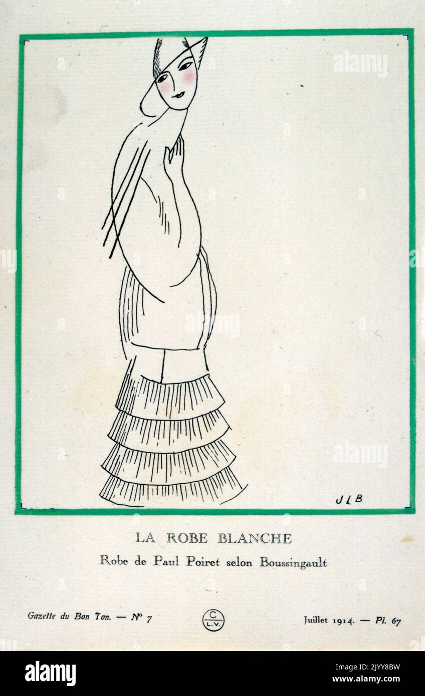 Un disegno di linea firmato J.L.B e intitolato "The White Robe", datato luglio 1914. Foto Stock