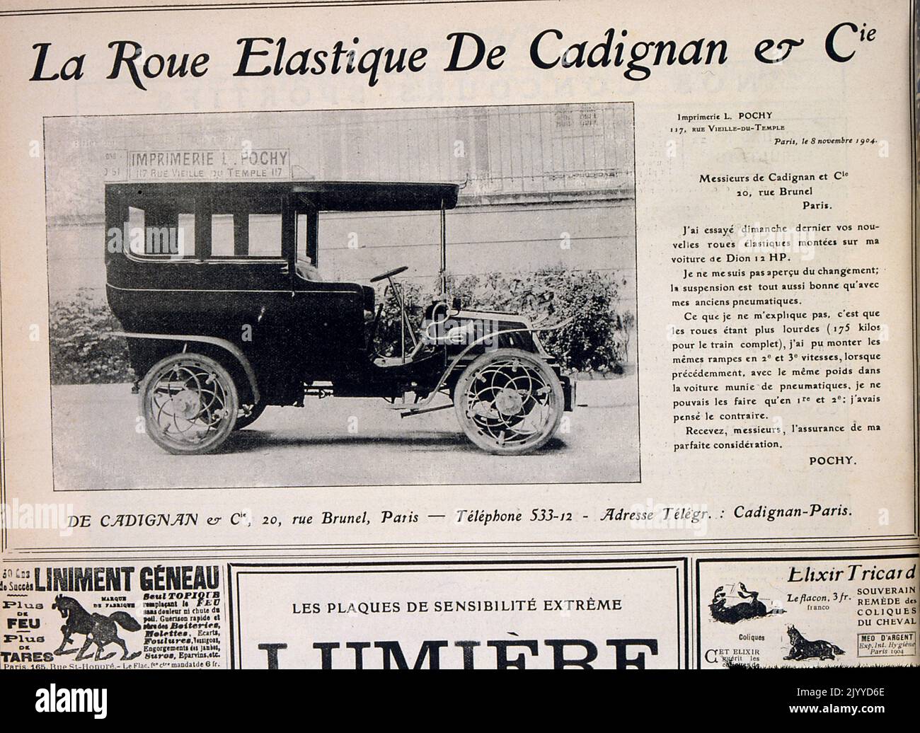 Dalla rivista la vie au Grand Air; fotografia in bianco e nero di una vettura classica chiamata De Carignano. Foto Stock