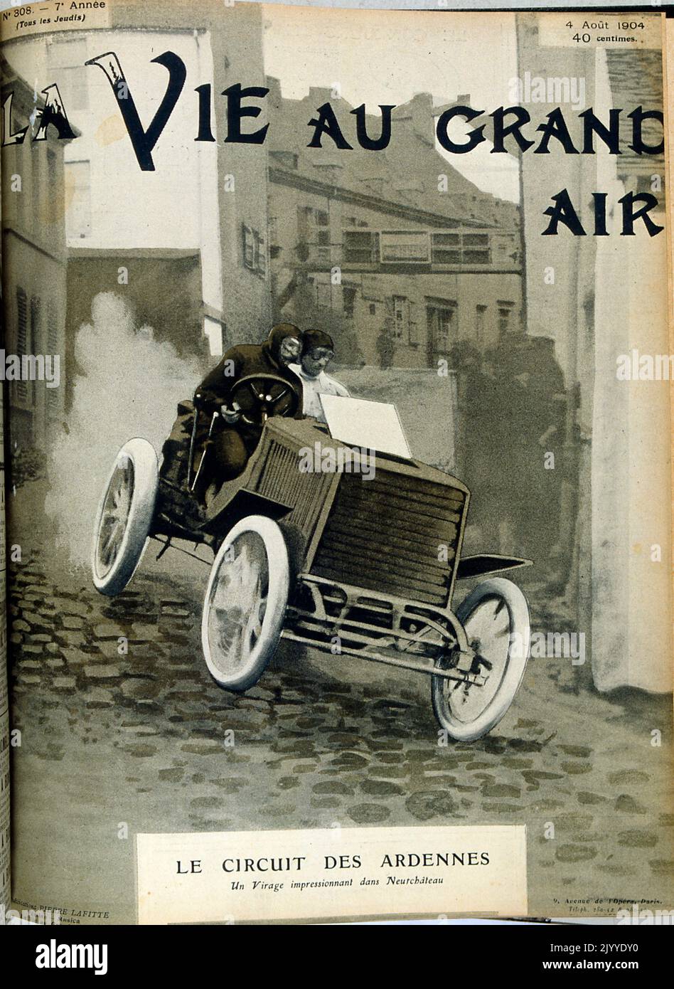 Dalla rivista la vie au Grand Air (Life in the Outdoors); copertina colorata del 4 agosto 1904 intitolata "il circuito delle Ardenne" Foto Stock