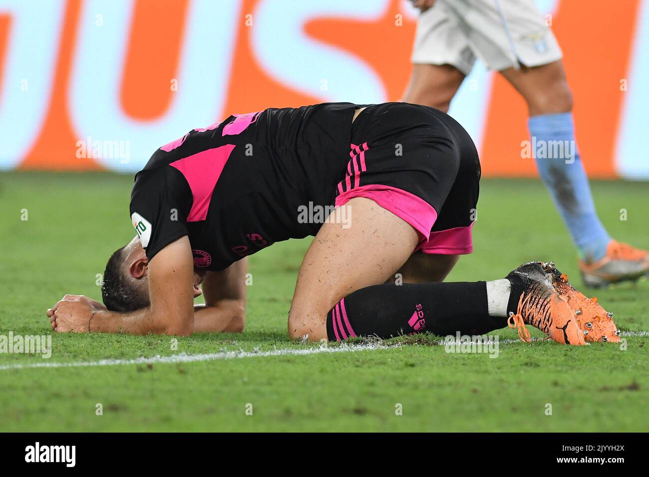 08th settembre 2022; Stadio Olimpico, Roma, Italia: UEFA Europa League, SS Lazio contro Feyenoord; Hancko di Feyenoord perde una buona possibilità di punteggio Foto Stock