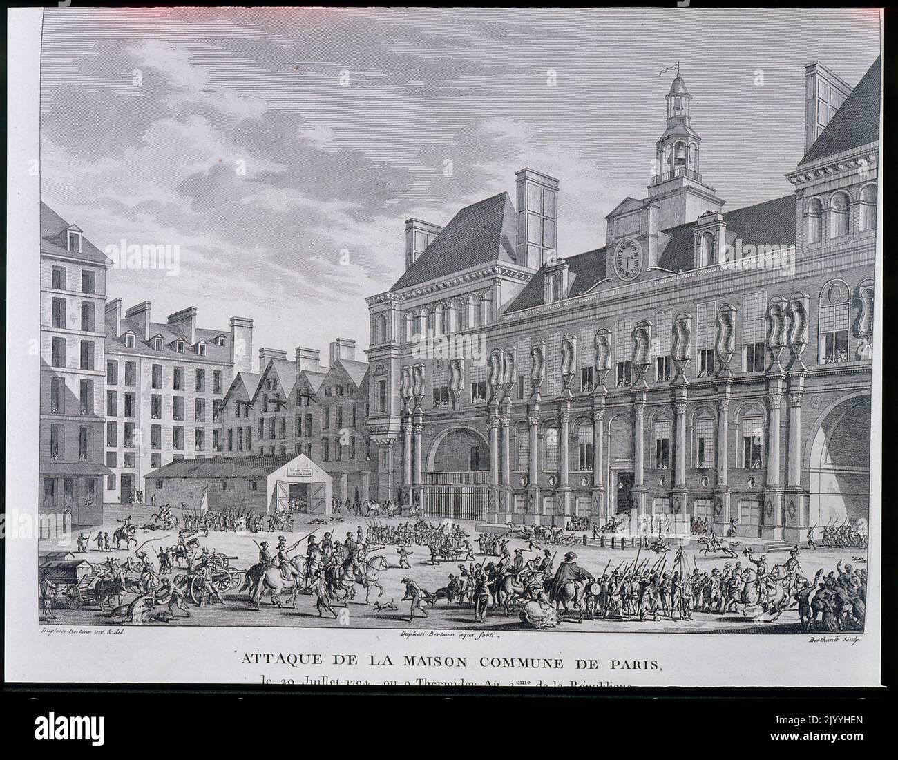 Incisione raffigurante l'attacco del Municipio di Parigi , datata 20 luglio 1794. Foto Stock
