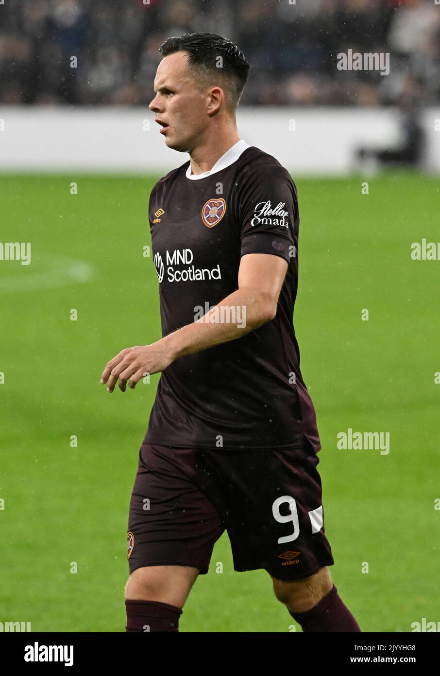 Edimburgo, 8th settembre 2022. Lawrence Shankland of Hearts durante la partita della UEFA Europa Conference League al Tynecastle Park, Edimburgo. L'immagine di credito dovrebbe essere: Neil Hanna / Sportimage Foto Stock