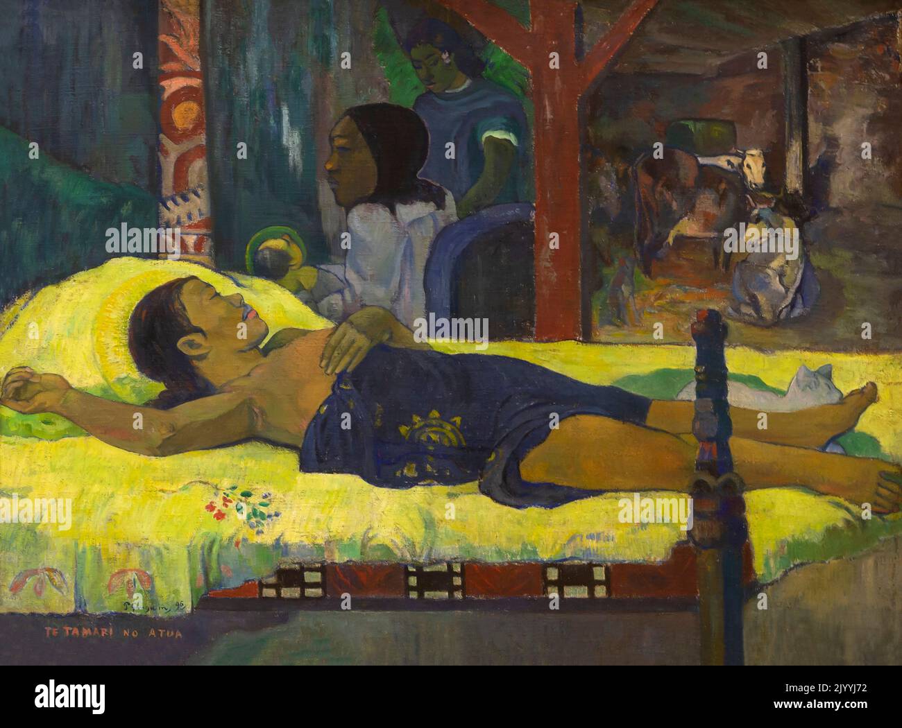 Natività (te tamari no atua), Paul Gauguin, 1896, Neue Pinakothek, Monaco di Baviera, Germania, Europa Foto Stock
