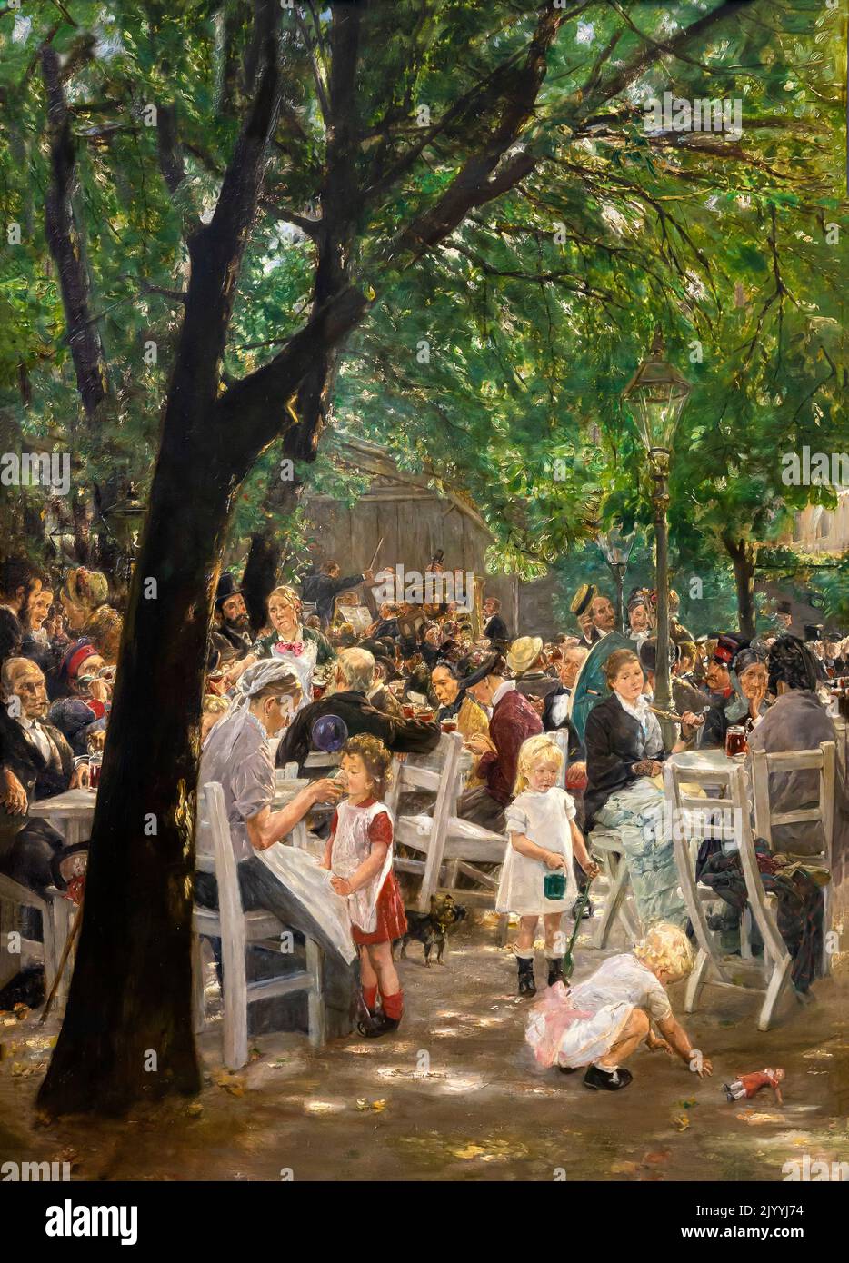 Munich Beer Garden, Max Liebermann, 1884, Neue Pinakothek, Monaco di Baviera, Germania, Europa Foto Stock