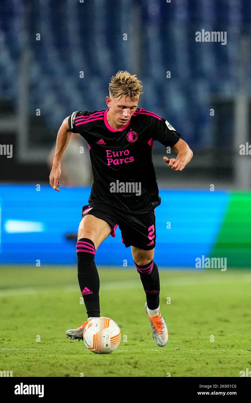 Roma, Italia. 8 settembre 2022, Roma - Marcus Holmgren Pedersen di Feyenoord durante la partita tra Lazio Roma e Feyenoord allo Stadio Olimpico il 8 settembre 2022 a Roma. (Da Box a Box Pictures/Yannick Verhoeven) Foto Stock