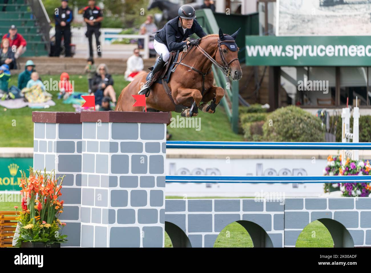 Calgary, Alberta, Canada, 2022-09-08, Henrik von Eckermann (SWE) in sella a Nabette Z, Spruce Meadows International Showjumping, The Masters - CANA Cu Foto Stock