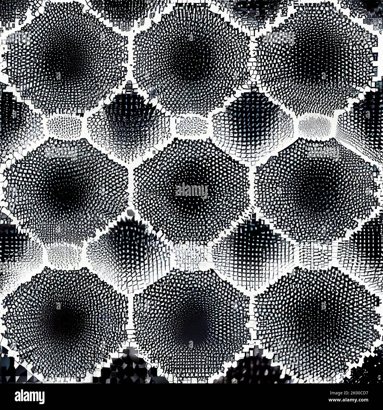 sfondo con motivo bianco e nero. Illustrazione di arte digitale Foto Stock