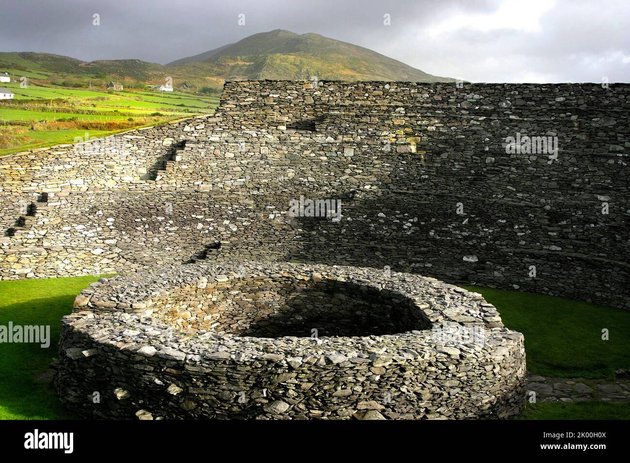 Cahergall Ring Fort, Caherciveen, Ring of Kerry, County Kerry, Irlanda Foto Stock