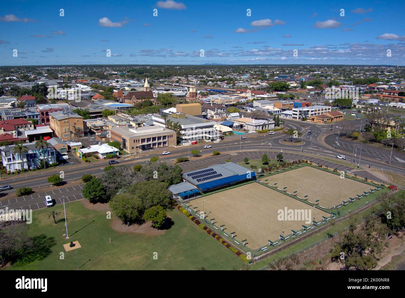 Campo da bocce sulle rive del Burnett River Bundaberg Queensland Australia Foto Stock