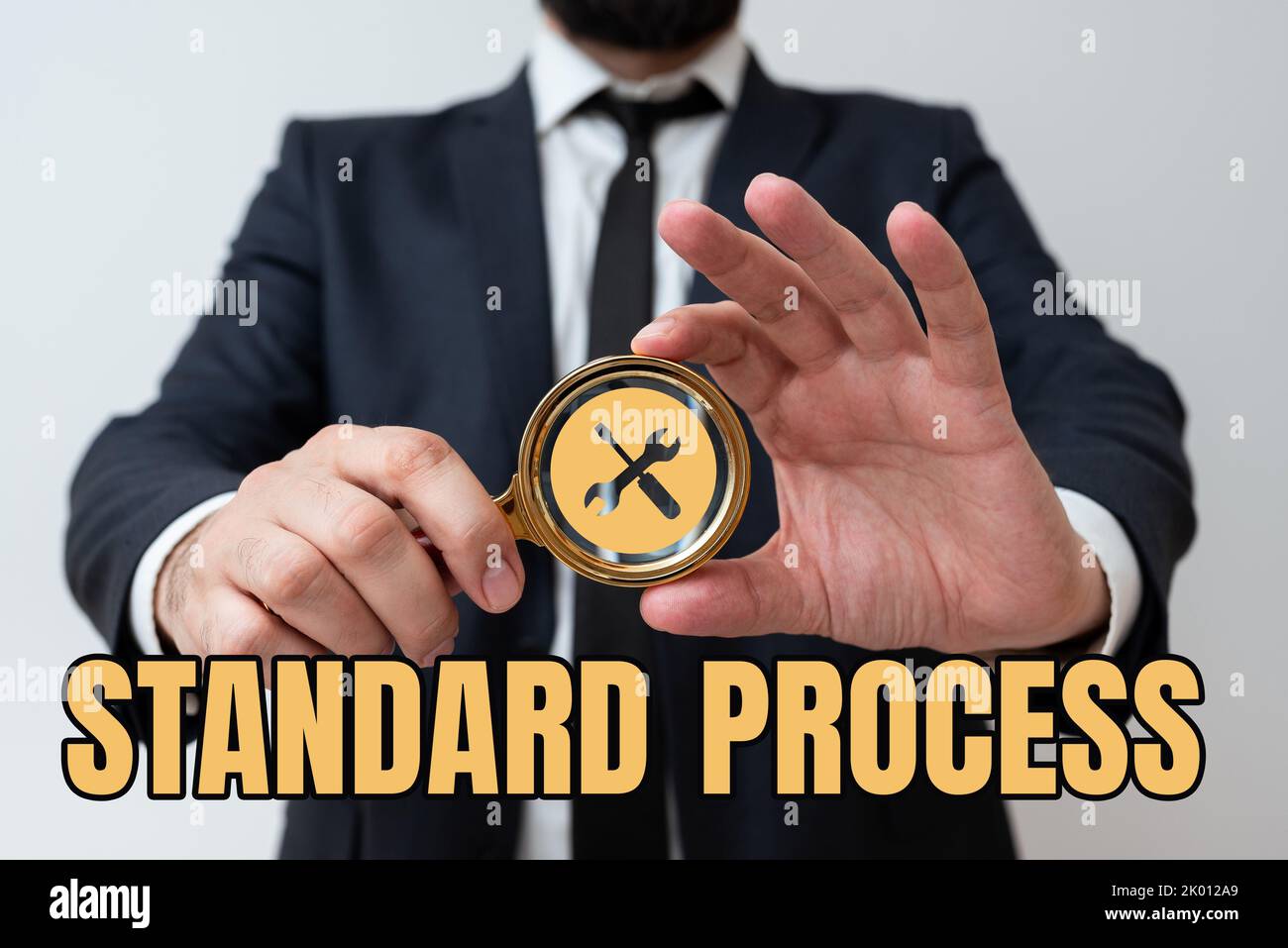 Didascalia concettuale regole di elaborazione standard realizzate per essere abbinate alla qualità finale del prodotto. Regole di concetto aziendale da abbinare al prodotto finale Foto Stock