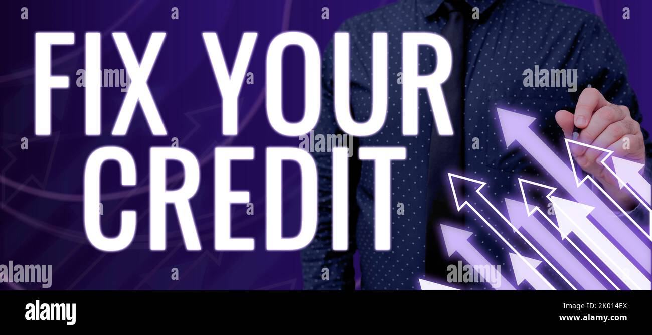 Scrittura visualizzazione testo Fix your CreditKeep saldi bassi su carte di credito e altro credito. Business approccio mantenere gli equilibri bassi sulle carte di credito e. Foto Stock