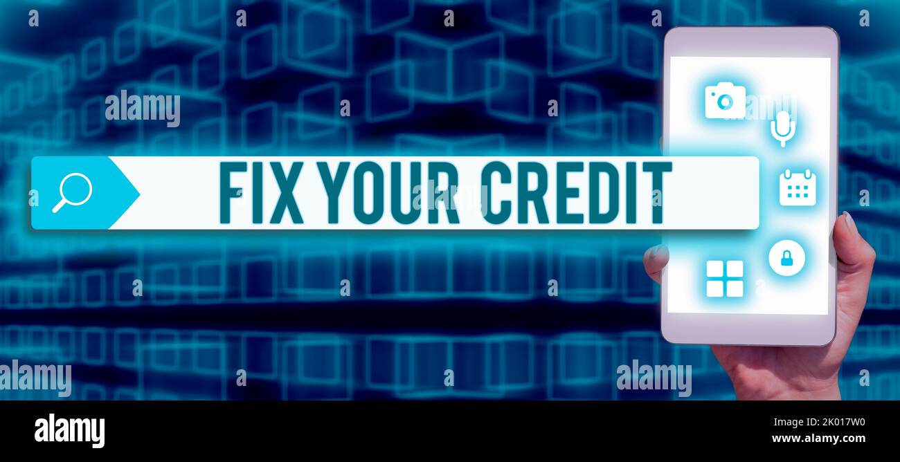 Didascalia concettuale Fix il vostro CreditKeep saldi bassi sulle carte di credito e altro credito. Concettuale foto mantenere gli equilibri bassi sulle carte di credito e altro Foto Stock