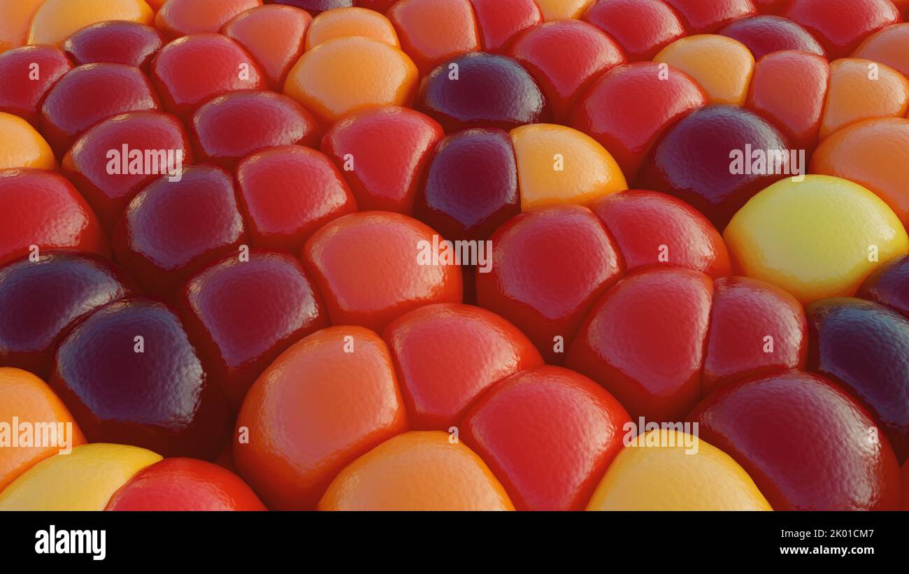 Cellule astratte colorfull del corpo sotto un microscopio. Rendering 3D Foto Stock