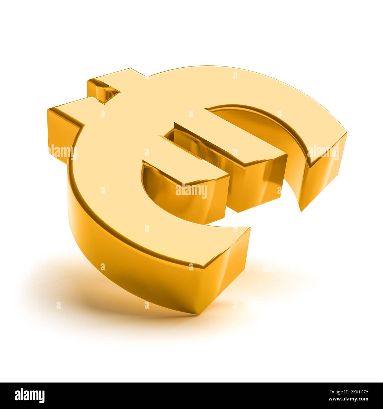 Simbolo dell'euro. Simbolo finanziario e commerciale. Concetto di fallimento e crisi. rendering 3d Foto Stock