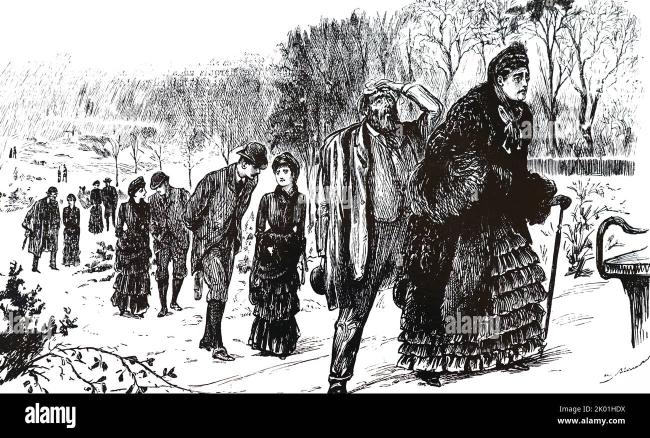 Invecchiamento. Cartoon di George du Maurier di Punch, Londra, 19 gennaio 1884. Foto Stock
