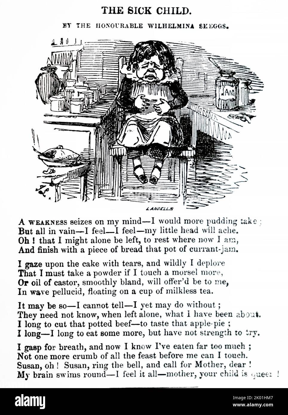 I risultati scomodi di gluttony. Da Punch, Londra, 1843. Foto Stock