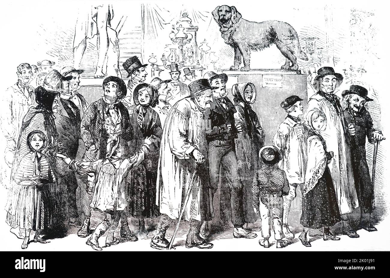 I lavoratori agricoli e le loro famiglie alla Grande Mostra del 1851 il giorno della settimana in cui l'ammissione era uno scellino piuttosto che i normali cinque scellini. Dal Notiziario illustrato di Londra, 19 luglio 1851. Foto Stock