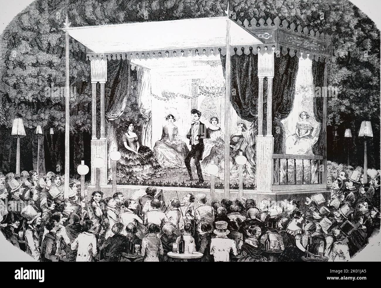 Cafe chantant negli Champs-Elysees, Parigi. Da l'Illustration, Parigi, agosto 1853. Foto Stock