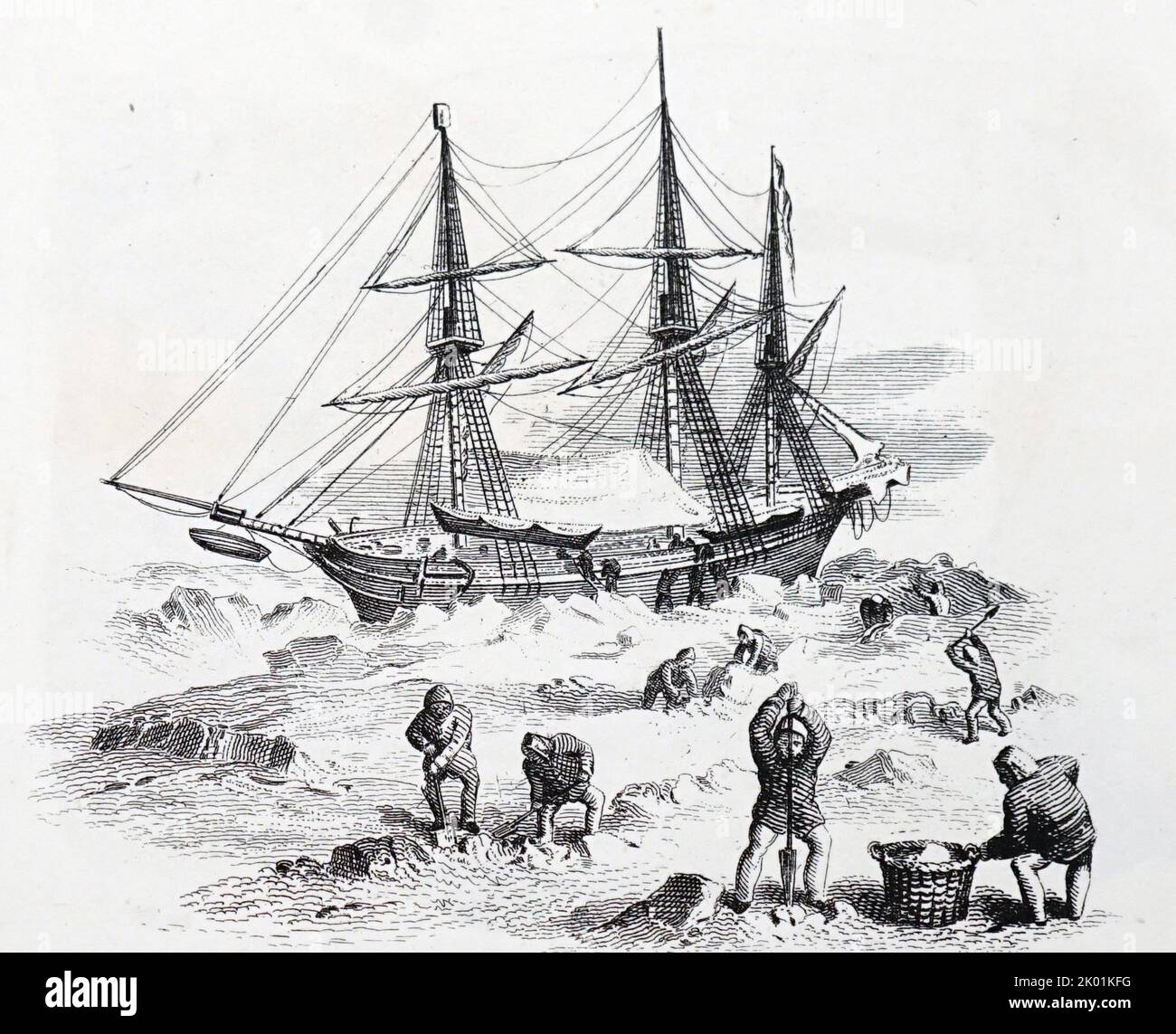 HMS Terror bloccato nel ghiaccio a Prosen Strait, Londra, 1881. Foto Stock