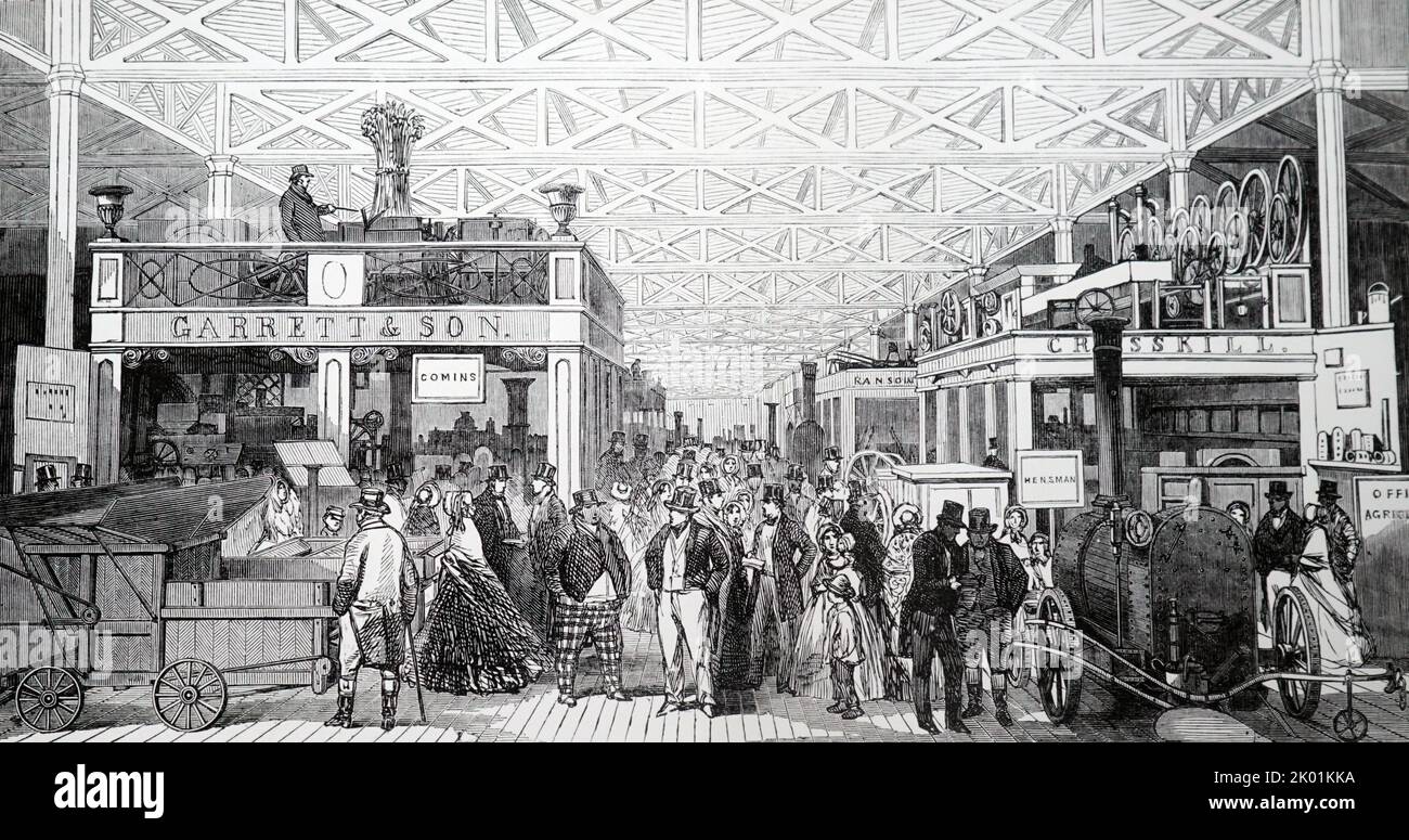 Galleria macchine agricole alla Grande Mostra del 1851. Foto Stock