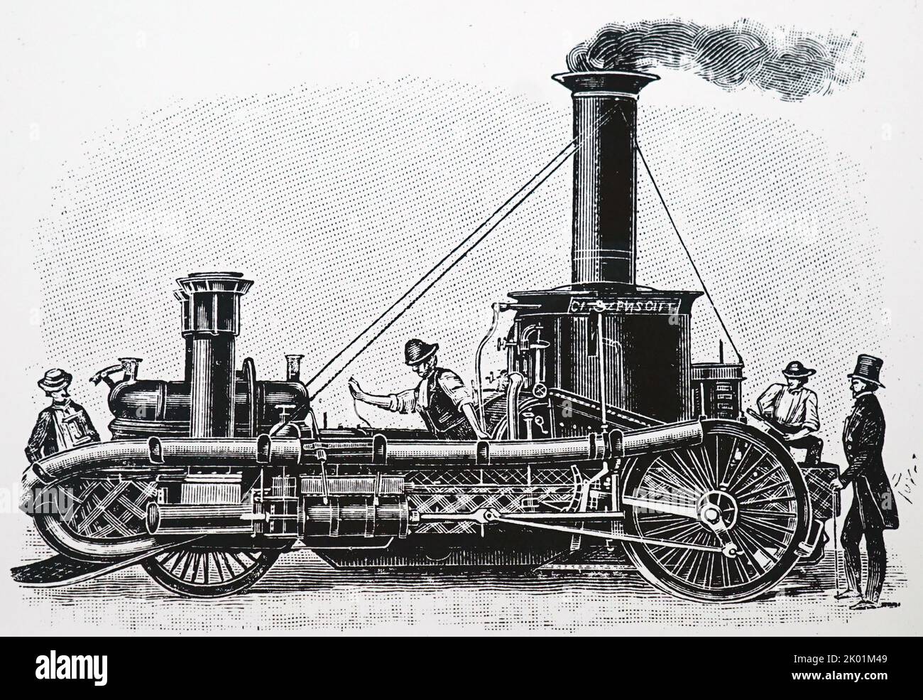 Motore a vapore semovente americano progettato da AB KLatta di Cincinatti, 1854. Foto Stock