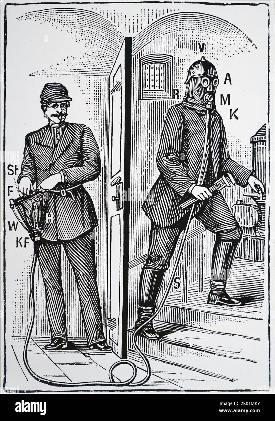 Apparato respiratorio di Konig utilizzato dai vigili del fuoco. Lipsia, c1895. Foto Stock
