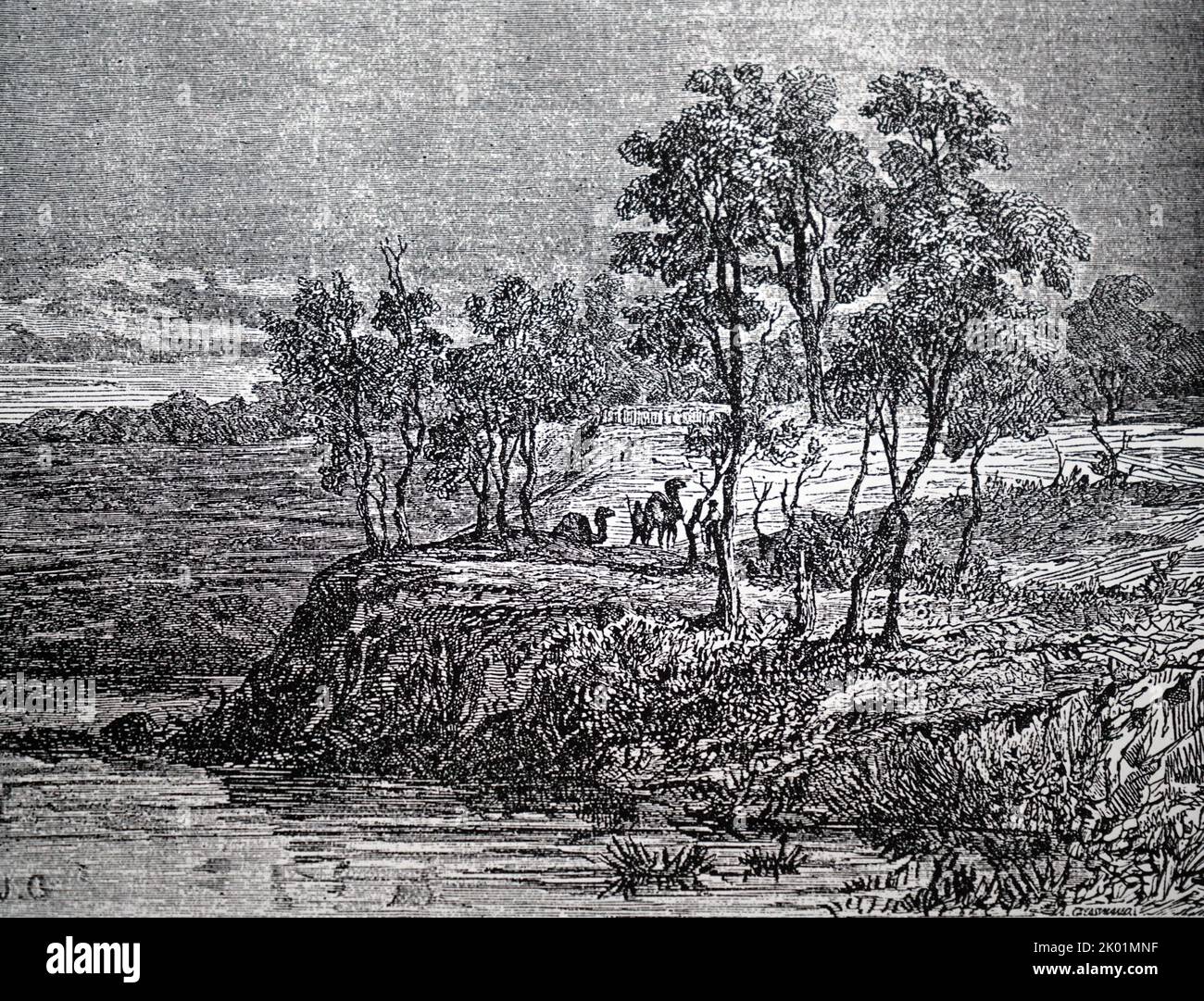 Spedizione Burke and Wills 1860-61. Cooper's Creek, dove Burke e Wills morirono nel 1861. Foto Stock