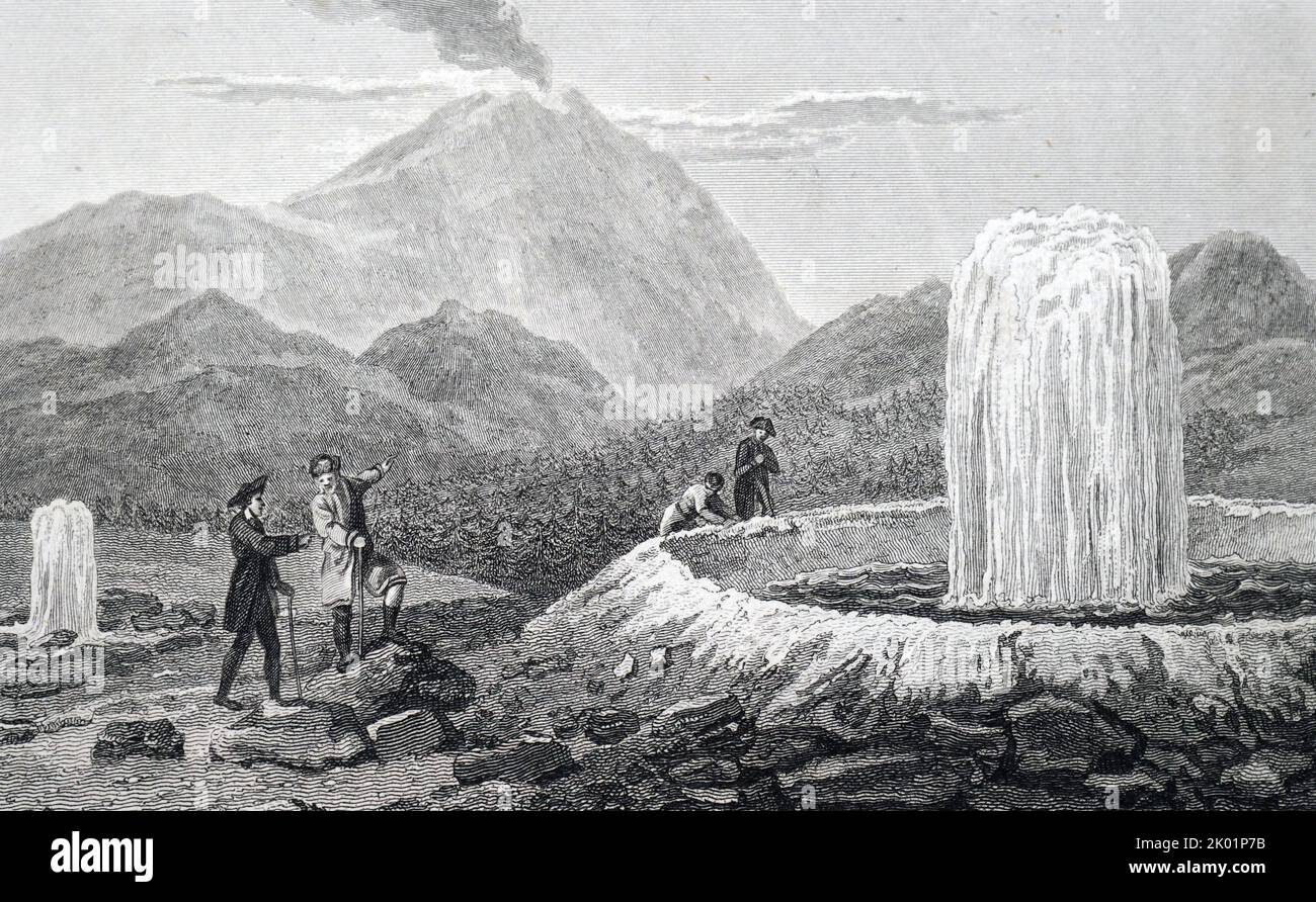Il Grande Geyser sulla piana di Laugarvatn, Islanda. Foto Stock