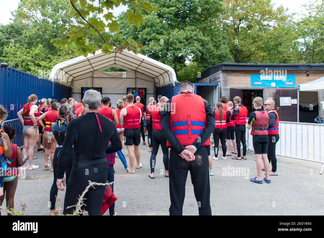 Informazioni sulla sicurezza presso Aqua Park in Bewl Water Foto Stock