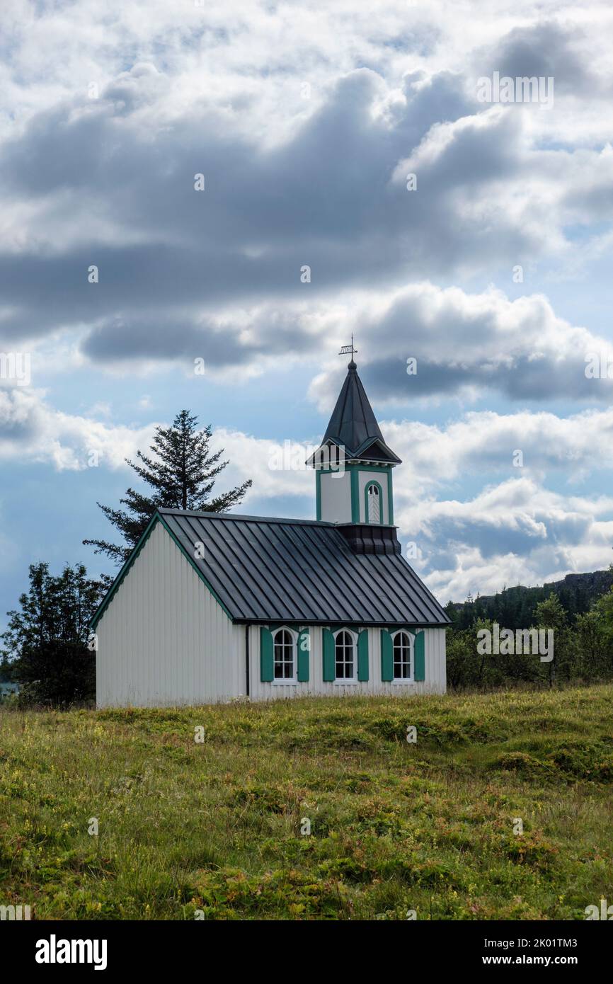 Thingvellir Chiesa, Islanda Foto Stock