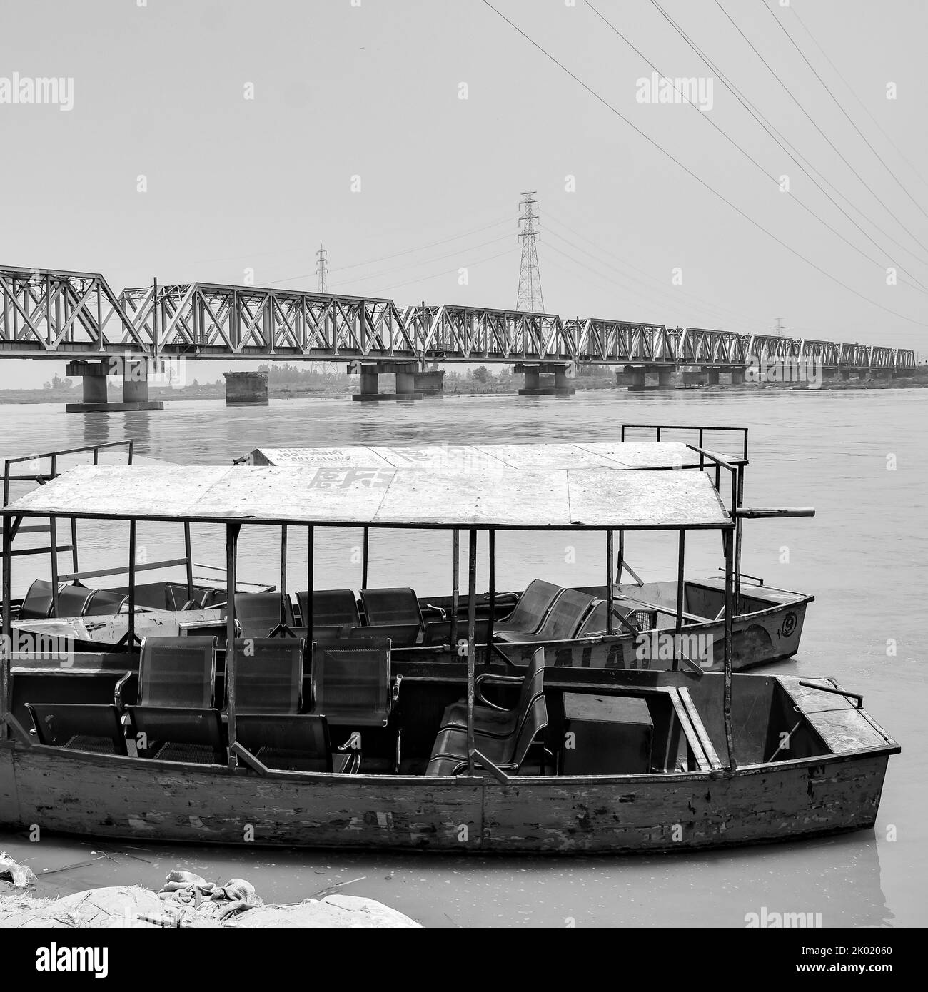 Ganga come visto in Garh Mukteshwar, Uttar Pradesh, India, Ganga è creduto per essere il fiume più sacro per Indù, vista di Ganga Ganga Brij ghat che è fam Foto Stock