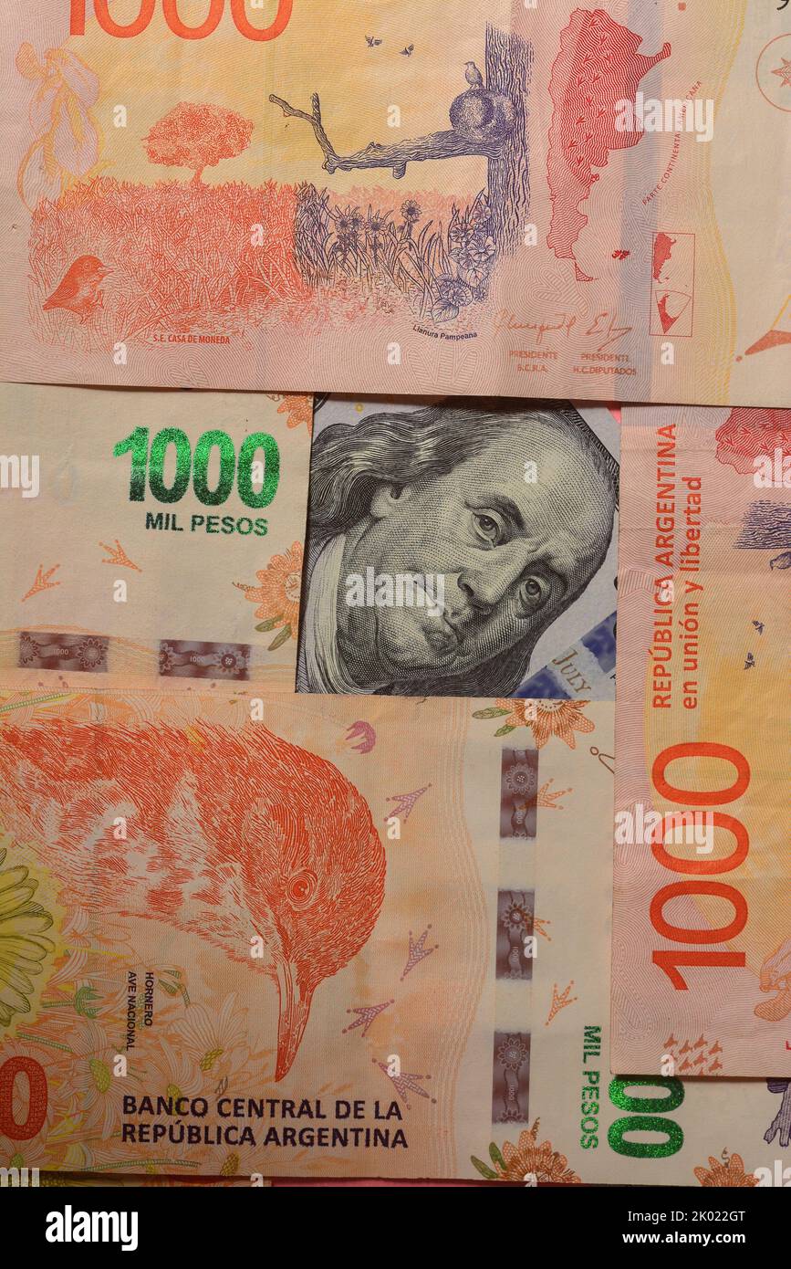 Dollaro americano Bill.Argentina Foto Stock