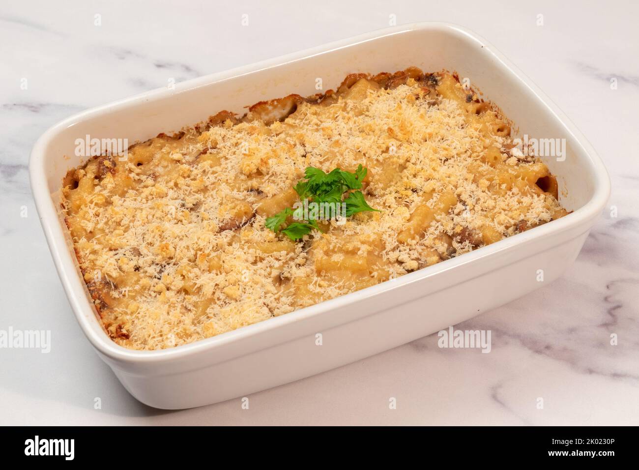 funghi selvatici mac n formaggio Foto Stock