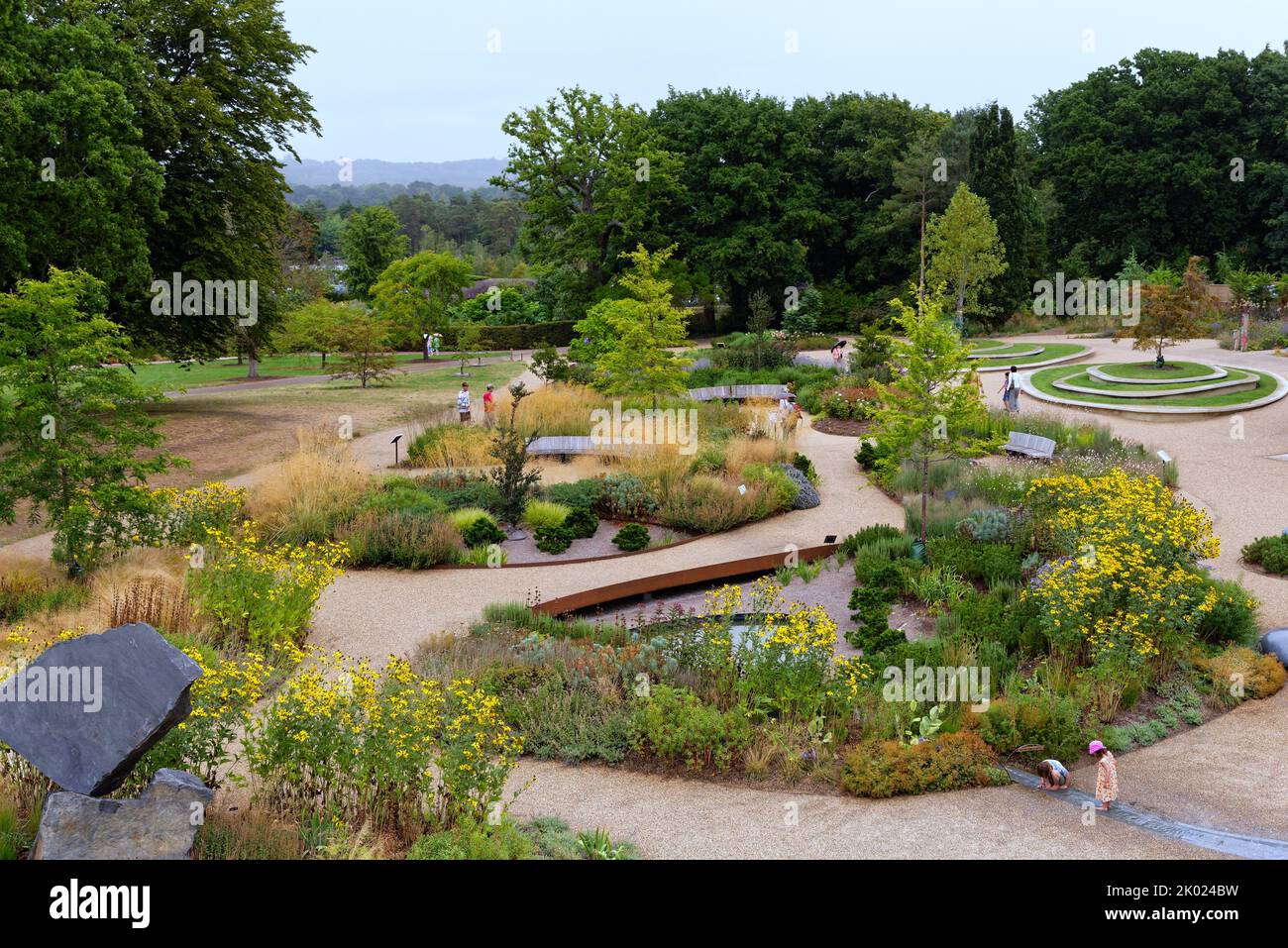 Il sito Hilltop recentemente sviluppato presso i giardini RHS a Wisley Surrey Inghilterra UK Foto Stock
