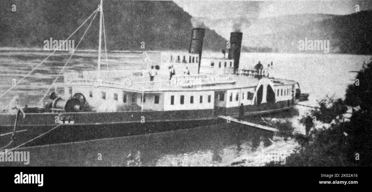 Il vaporizzatore "San Nicola", che portò Lenin in in esilio da Krasnoyarsk a Minusinks, Foto Stock