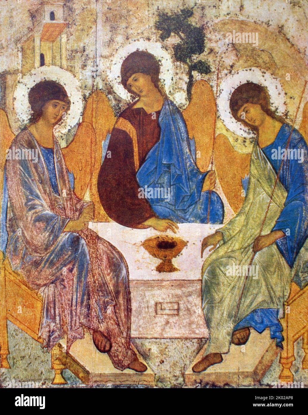La Santissima Trinità. Andrey Rublev. 1420s. Icona russa Foto Stock