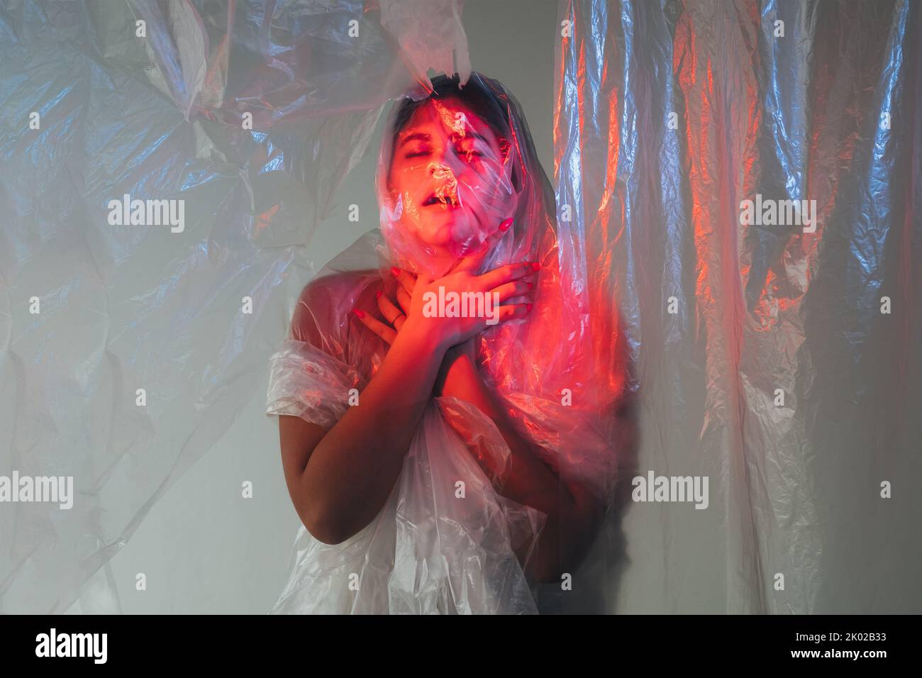 mancanza di respiro defocused arte ritratto donna Foto Stock