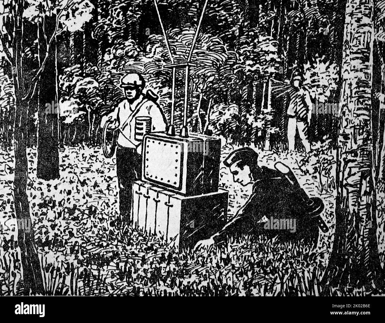 Installazione di una stazione meteo dietro la linea nemica seconda guerra mondiale 1941 Russia Foto Stock