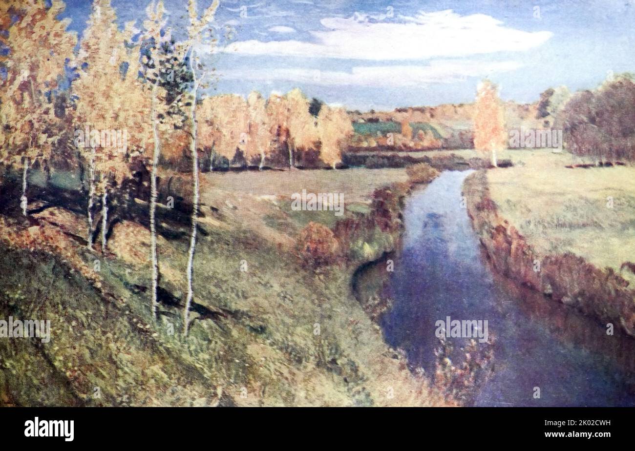 Autunno dorato. Slobodka, 1895 di Isaac Levitan (1860-1900), è stato creato durante gli anni più produttivi degli artisti. Foto Stock
