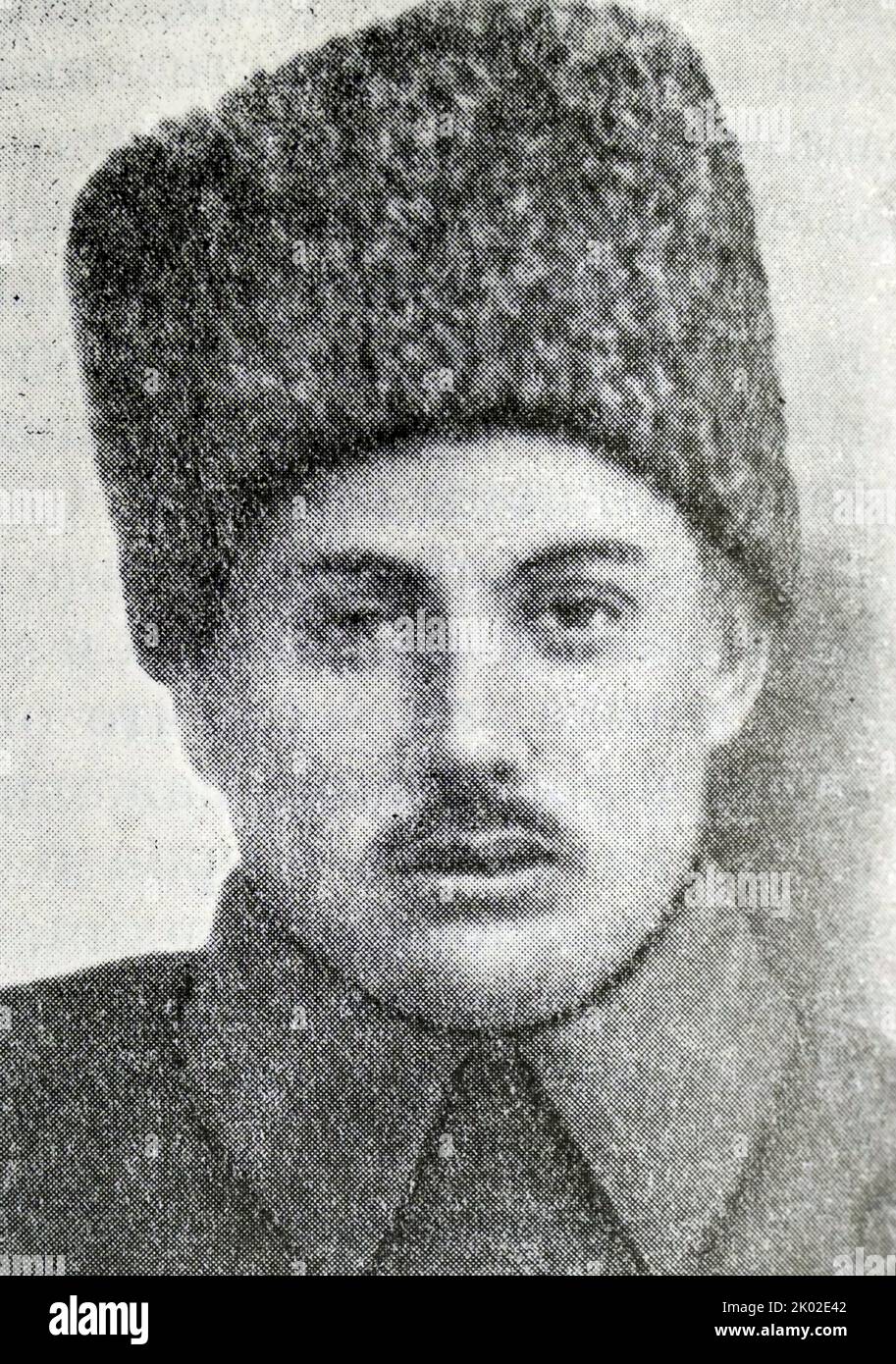 EFIM Mefod'evich Mamontov (1888 - 1922). Uno dei leader della guerra civile russa, movimento partigiano nella Altai nel 1918-19. Nell'ottobre 1919 fu eletto comandante di un esercito partigiano della Siberia Occidentale. Questo esercito ha partecipato alla distruzione delle forze di Kolchak, coordinando le sue azioni con l'esercito rosso. Dopo la fine della guerra civile negli Altai, Mamontov fu nominato assistente ispettore di fanteria per la Quinta Armata. Fu ucciso da kulaks. Foto Stock