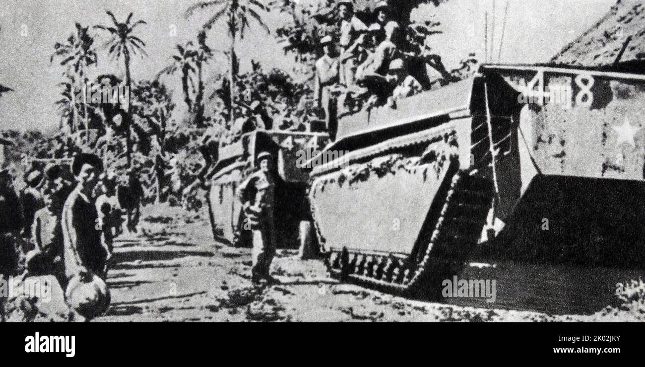 Truppe americane sull'isola di Luzon. Gennaio 1945 Foto Stock