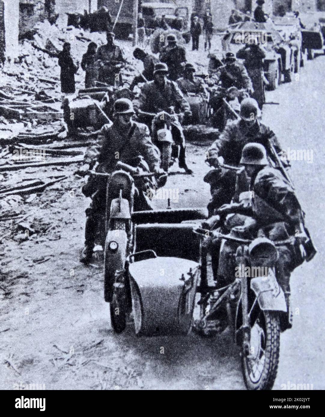 Le truppe naziste invadono la Polonia. 1939 Foto Stock