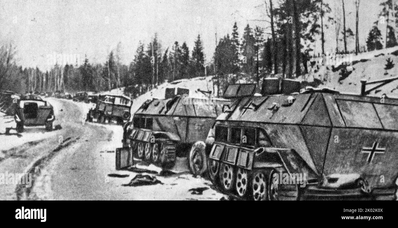 Il ritiro dell'esercito nazista da Mosca. Dicembre 1941 Foto Stock