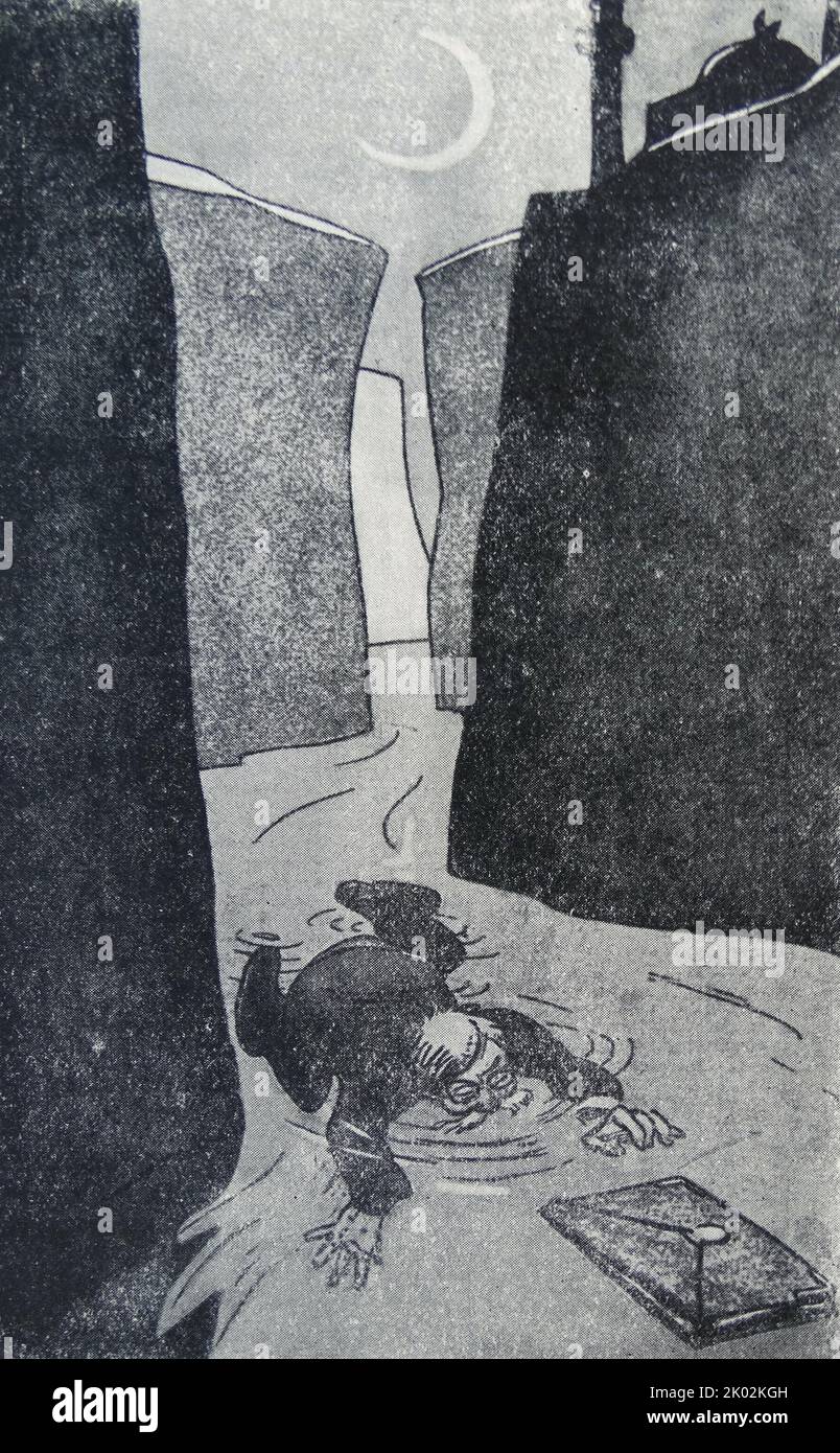 Caricatura di Pavel Nikolayevich Miliukov (1859 - 1943); storico russo e politico liberale. Miliukov fu il fondatore, leader, e il membro più importante del Partito democratico costituzionale (noto come Kadets). Nel governo provvisorio russo, ha servito come ministro degli Esteri, lavorando per impedire l'uscita della Russia dalla prima guerra mondiale. Foto Stock