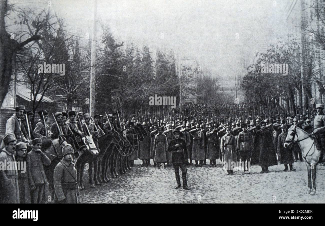 L'ingresso delle truppe sovietiche a Tiflis. (Tbilisi). Febbraio 25, 1921. (Foto). Foto Stock