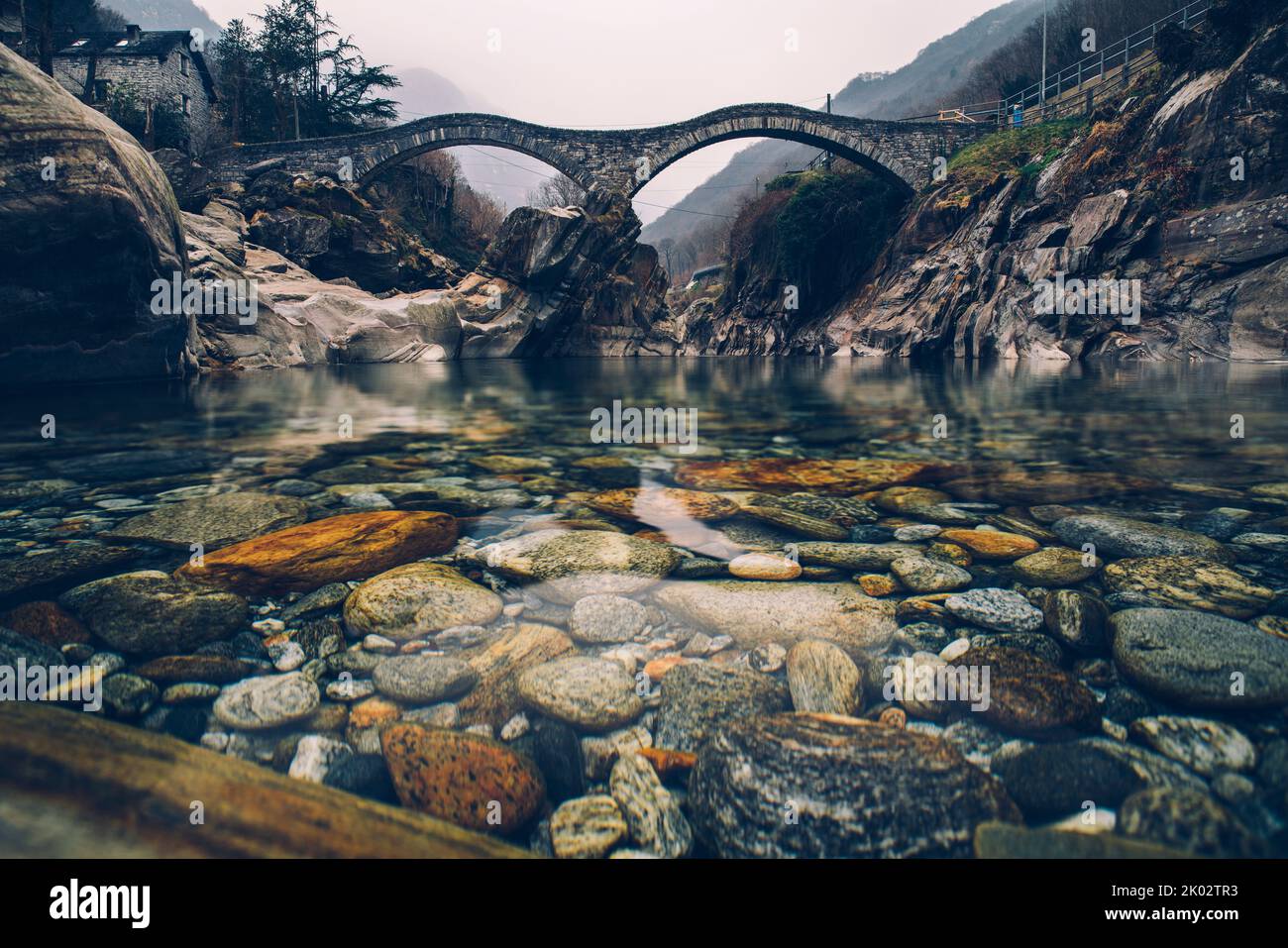 Ponte dei sali in Val Verzasca, Ticino, Svizzera Foto Stock