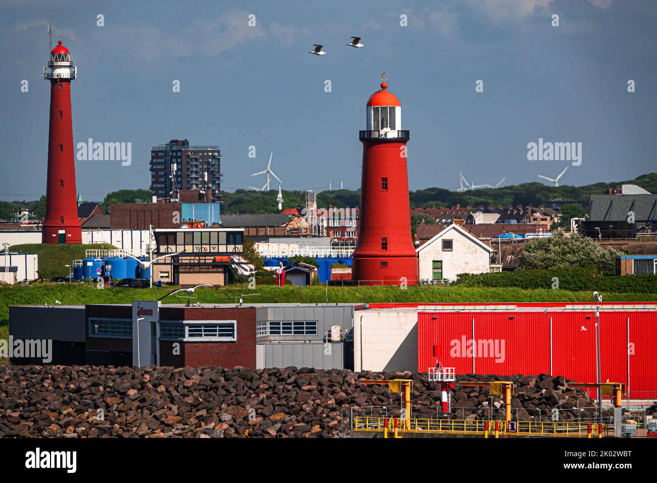 Luci posteriori e anteriori, Ijmuiden, Paesi Bassi Foto Stock