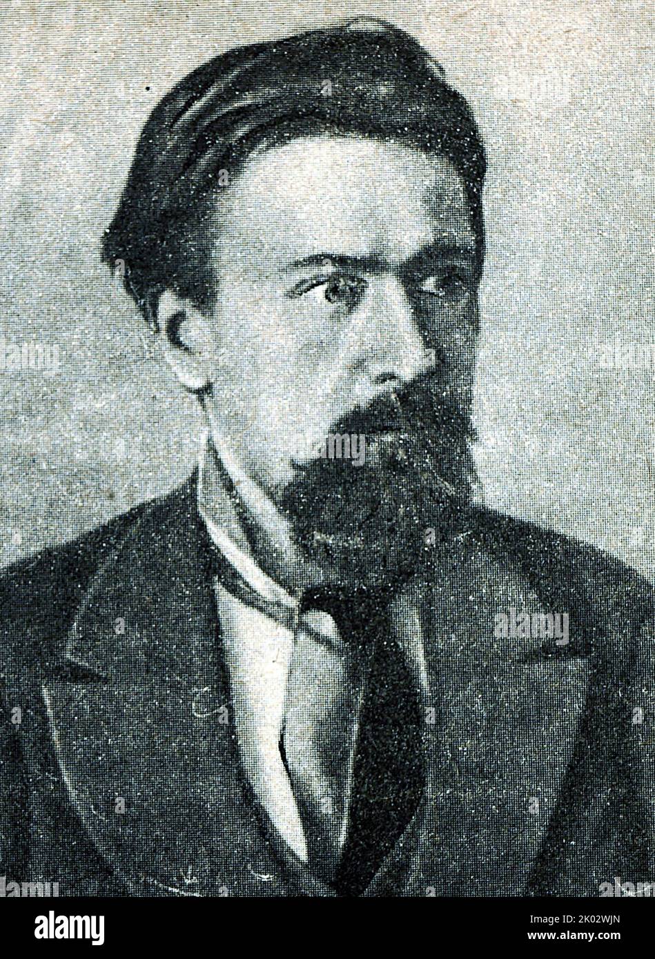 Nikolai Ivanovich Kibalchich. Fu un rivoluzionario russo di origine ucraino-serba che prese parte all'assassinio dello zar Alessandro II come principale esperto esplosivo per Narodnaya Volya (la volontà popolare), ed era anche un pioniere del razzo. Foto Stock